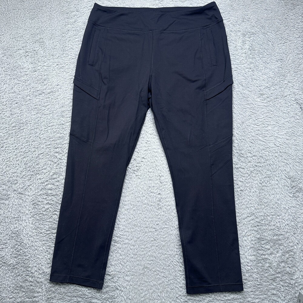Duluth Trading Pants Womens XL x29 Black Namastash Slim Leg Lounge Cargo Stretch